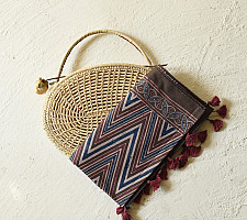 Amoha . अमोहा | Hand Block Printed - Ajrakh Cotton brown Stole