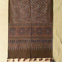 Amoha . अमोहा | Hand Block Printed - Ajrakh Cotton brown Stole