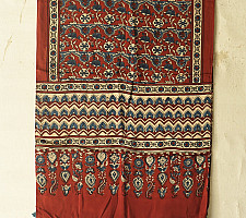 Anagi | Natural Dyed Ajrakh Prints - Modal Silk Stole ~ Red