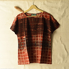 Natural Dyed ~ Ajrakh Printed Cotton Bat Wings Sleeve Top