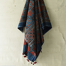 Sakhi . सखी ⁂ Ajrakh Block Printed Pure Cotton Dupatta - 08
