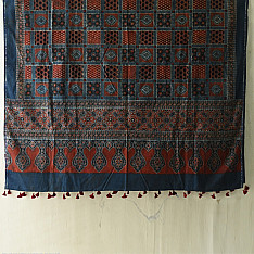 Sakhi . सखी ⁂ Ajrakh Block Printed Pure Cotton Dupatta - 08