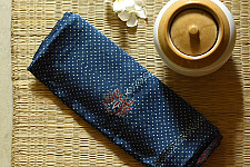 Shruti | Ajrakh Modal Silk Saree - Blue Doted