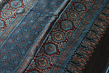 Shruti | Ajrakh Modal Silk Saree - Blue Doted
