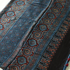 Shruti | Ajrakh Modal Silk Saree - Blue Doted