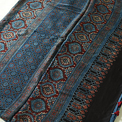Shruti | Ajrakh Modal Silk Saree - Blue Doted