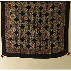Neelanjana . नीलांजना ~ Ajrakh Block Printed - Square Modal Silk Scarf - B