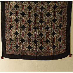 Neelanjana . नीलांजना ~ Ajrakh Block Printed - Square Modal Silk Scarf - B