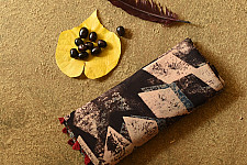 Charu . चारु | Ajrakh Printed Mul Cotton Black Saree