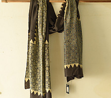 Ajrakh Mulberry Silk Dupatta | Natural dyed - G