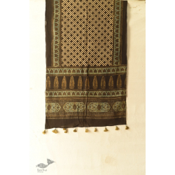 Amoha . अमोहा | Ajrakh Block Prints - Mulmul Soft Cotton Stole - Black