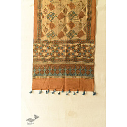 Amoha . अमोहा | Ajrakh Block Prints - Mulmul Soft Cotton Stole - Brown