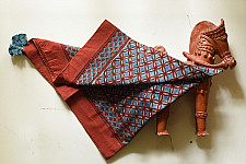 Neelanjana . नीलांजना ~ Square Ajrakh Cotton Red Scarf