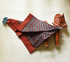 Neelanjana . नीलांजना ~ Square Ajrakh Cotton Red Scarf