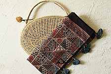 Amoha . अमोहा | Ajrakh Block Printed - Black Cotton Stole