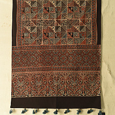 Amoha . अमोहा | Ajrakh Block Printed - Black Cotton Stole