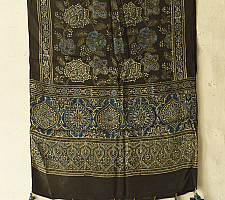 Anagi | Natural Dyed Ajrakh Block Printed Modal Silk Stole