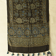 Anagi | Natural Dyed Ajrakh Block Printed Modal Silk Stole