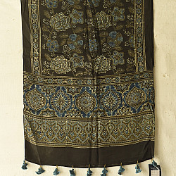 Anagi | Natural Dyed Ajrakh Block Printed Modal Silk Stole