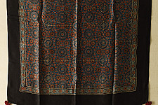 Neelanjana . नीलांजना ~ Ajrakh Block Printed - Square Modal Silk Scarf - A