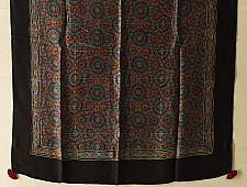 Neelanjana . नीलांजना ~ Ajrakh Block Printed - Square Modal Silk Scarf - A