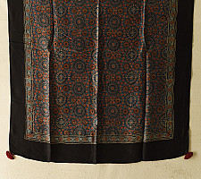 Neelanjana . नीलांजना ~ Ajrakh Block Printed - Square Modal Silk Scarf - A