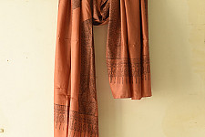 Ajrakh Mulberry Silk Dupatta | Natural dyed - Brown