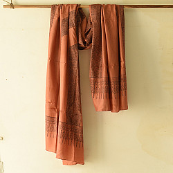 Ajrakh Mulberry Silk Dupatta | Natural dyed - Brown