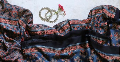 पार्वती ❋ Ajrakh Modal Silk Saree ❋ 9