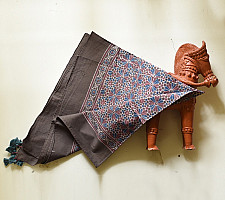 Neelanjana . नीलांजना ~ Square Ajrakh Block Printed Cotton Brown Scarf