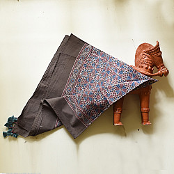 Neelanjana . नीलांजना ~ Square Ajrakh Block Printed Cotton Brown Scarf