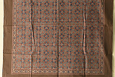 Neelanjana . नीलांजना ~ Square Ajrakh Block Printed Cotton Brown Scarf