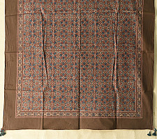 Neelanjana . नीलांजना ~ Square Ajrakh Block Printed Cotton Brown Scarf