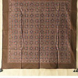 Neelanjana . नीलांजना ~ Square Ajrakh Block Printed Cotton Brown Scarf