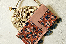Amoha . अमोहा | Ajrakh Block Printed Cotton Beige Stole