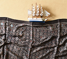 Anagi | Natural Dyed Ajrakh - Modal Silk Black Stole