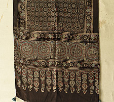 Anagi | Natural Dyed Ajrakh - Modal Silk Black Stole