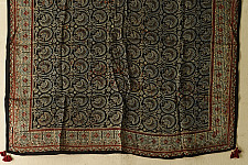 Neelanjana . नीलांजना ~ Ajrakh Black Square Modal Silk Scarf