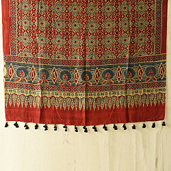Ajrakh Mulberry Silk Dupatta | Natural dyed - Red