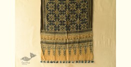 Sakhi . सखी | Mul Cotton Mustard Yellow & Blue Dupatta - Ajrakh Printed