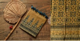 Sakhi . सखी | Mul Cotton / Soft Cotton Dupatta - Ajrakh Printed - Mustard Yellow