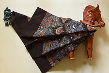Neelanjana . नीलांजना ~ Square Ajrakh Cotton Dark Brown Scarf