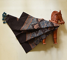 Neelanjana . नीलांजना ~ Square Ajrakh Cotton Dark Brown Scarf