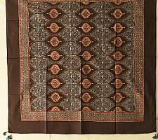 Neelanjana . नीलांजना ~ Square Ajrakh Cotton Dark Brown Scarf