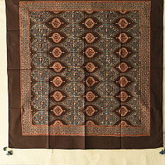Neelanjana . नीलांजना ~ Square Ajrakh Cotton Dark Brown Scarf
