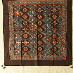 Neelanjana . नीलांजना ~ Square Ajrakh Cotton Dark Brown Scarf
