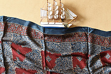 Anagi | Ajrakh Modal Silk Stole With Natural Dyed - Red & Blue
