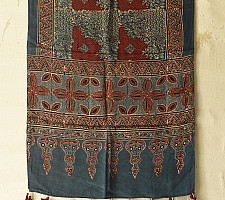 Anagi | Ajrakh Modal Silk Stole With Natural Dyed - Red & Blue