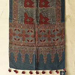 Anagi | Ajrakh Modal Silk Stole With Natural Dyed - Red & Blue