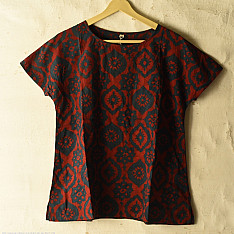 Natural Dyed ~ Ajrakh Block Printed Cotton Top